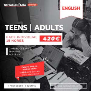 CAMBRIDGE ENGLISH Curs 25 - 26 TEENS/ADULTS PACK INDIVIDUAL 15 hores