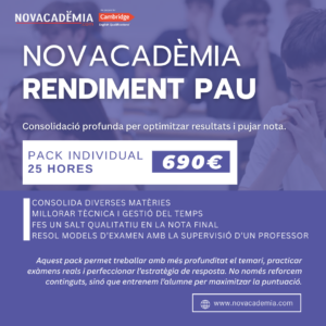 NOVACADÈMIA RENDIMENT PAU 2026 25 HORES